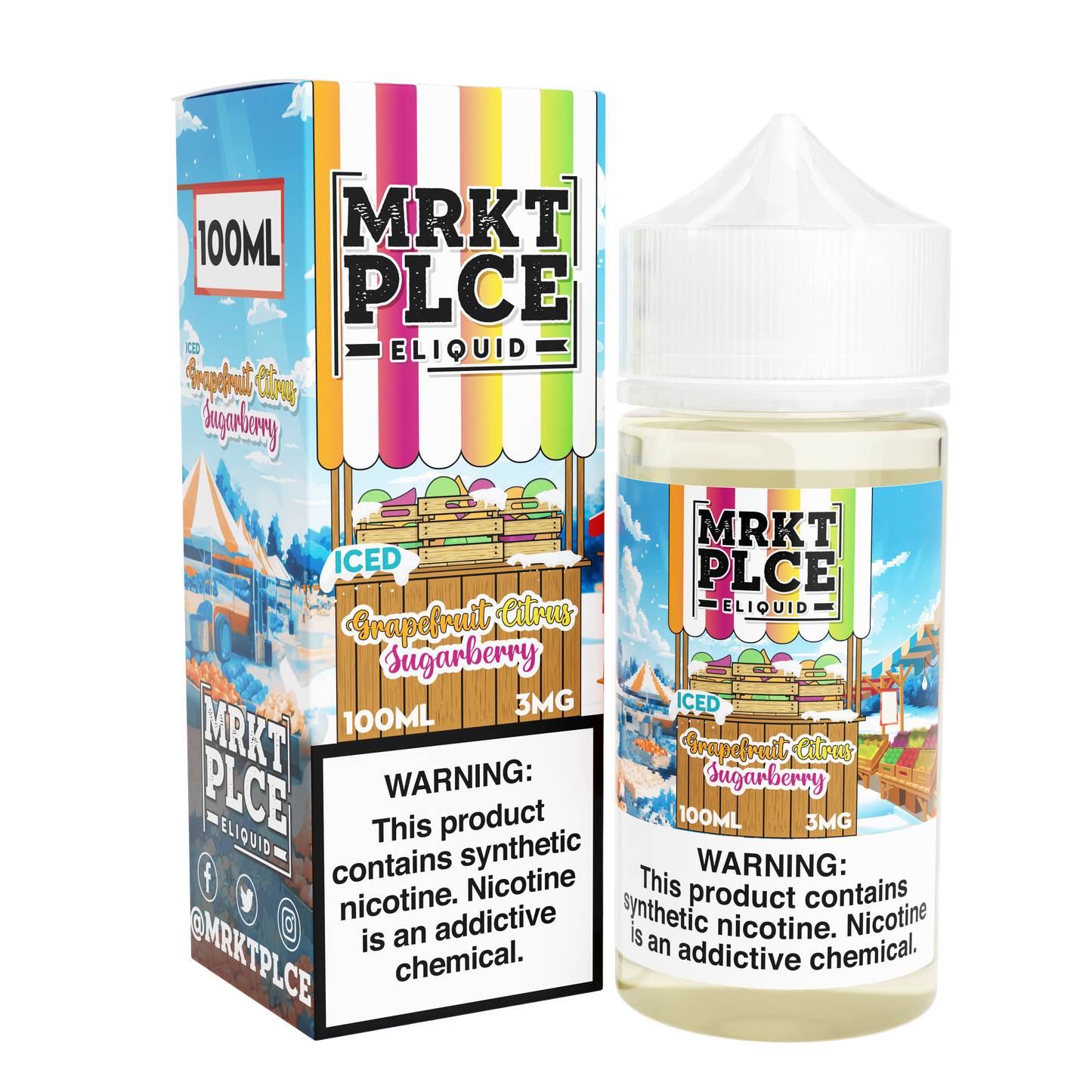 MRKT PLCE Series E-Liquid 100mL (Freebase) |  Iced Grapefruit Citrus Berry with packaging