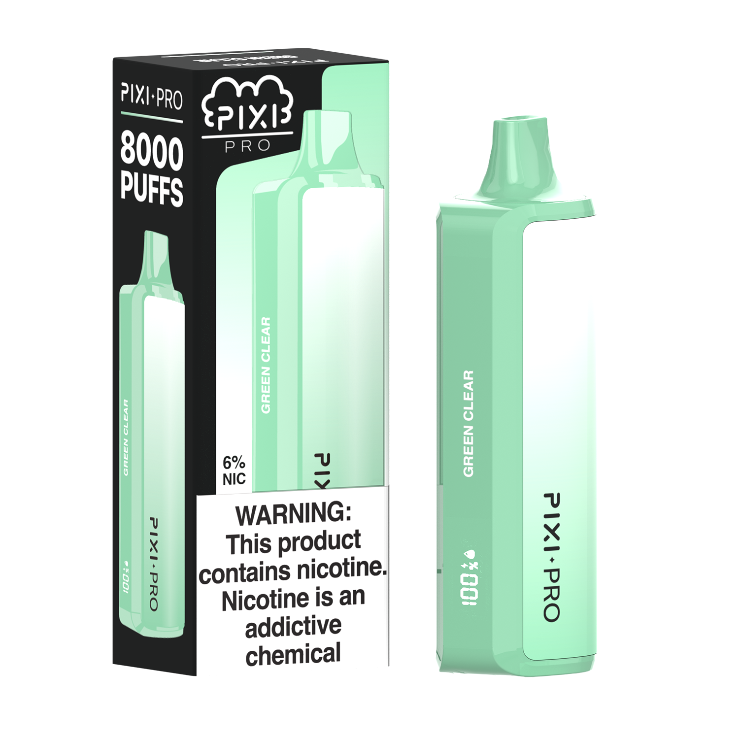 Green Clear  Pixi Pro Disposable 8000 Puffs 14mL 60mg | MOQ 10pc