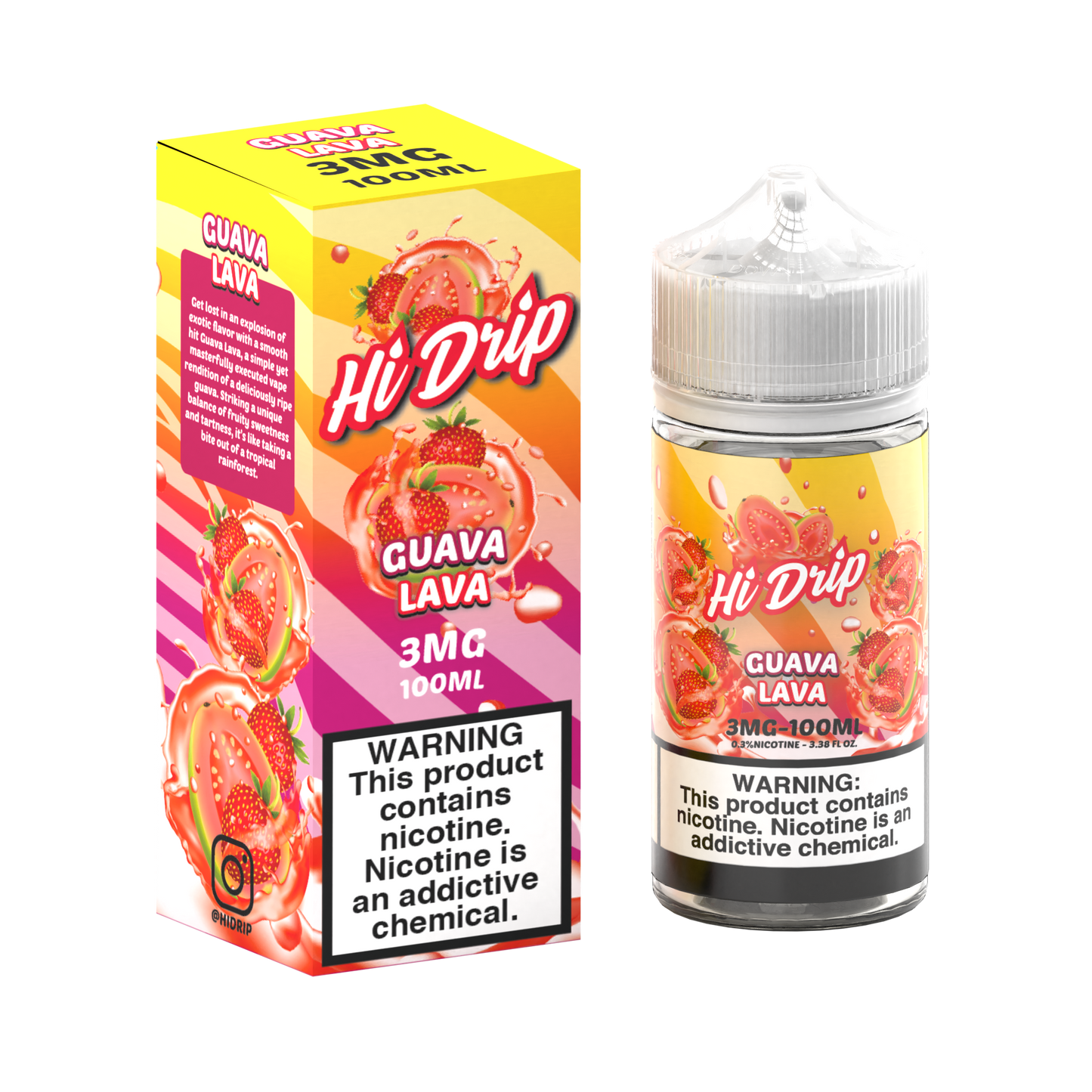 Hi-Drip Series E-Liquid 100mL (Freebase) | Guava Lava with packaging