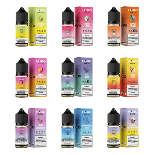 Hero E-Liquid 30mL (Salts) | Group Photo with packaging