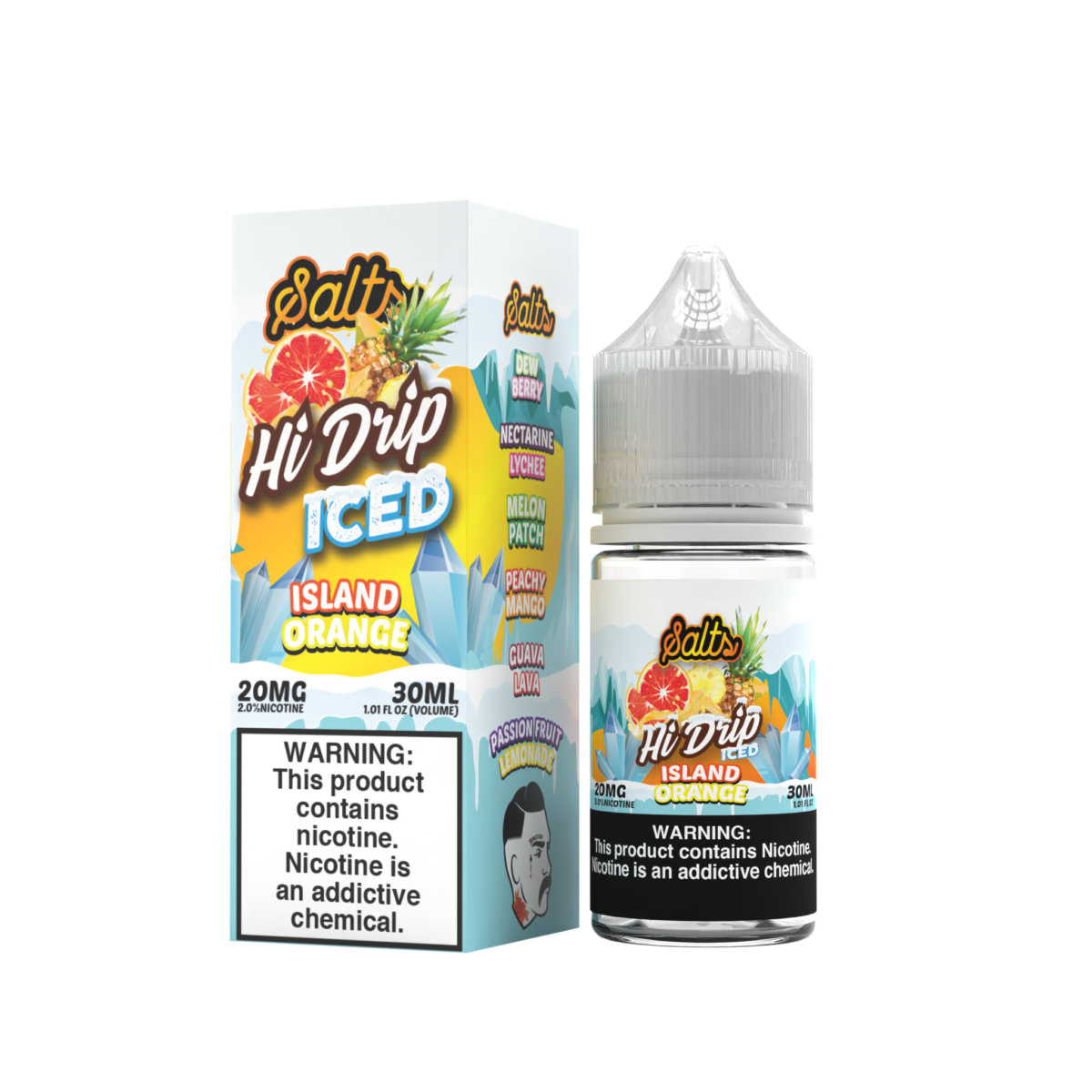 Hi-Drip Salt Series E-Liquid 30mL (Salt Nic) | Island Orange Iced with packaging 