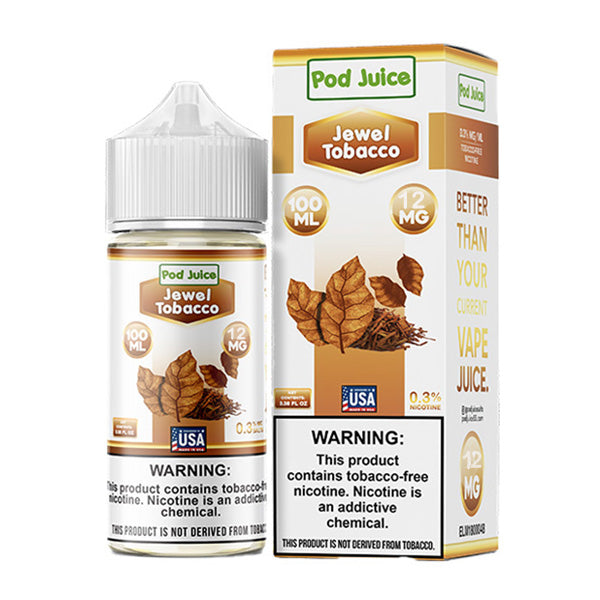 Pod Juice Series E-Liquid 100mL (Freebase) | Jewel Tobacco with Packaging