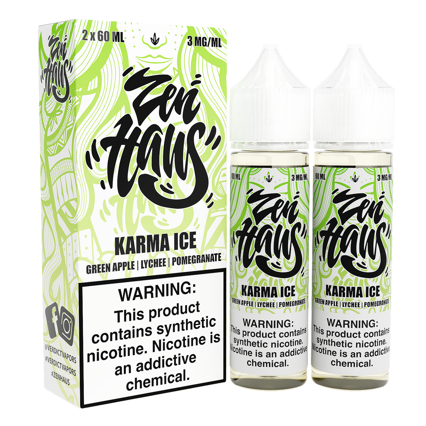 Zen Haus Series E-Liquid x2-60mL | Karma Ice with packaging