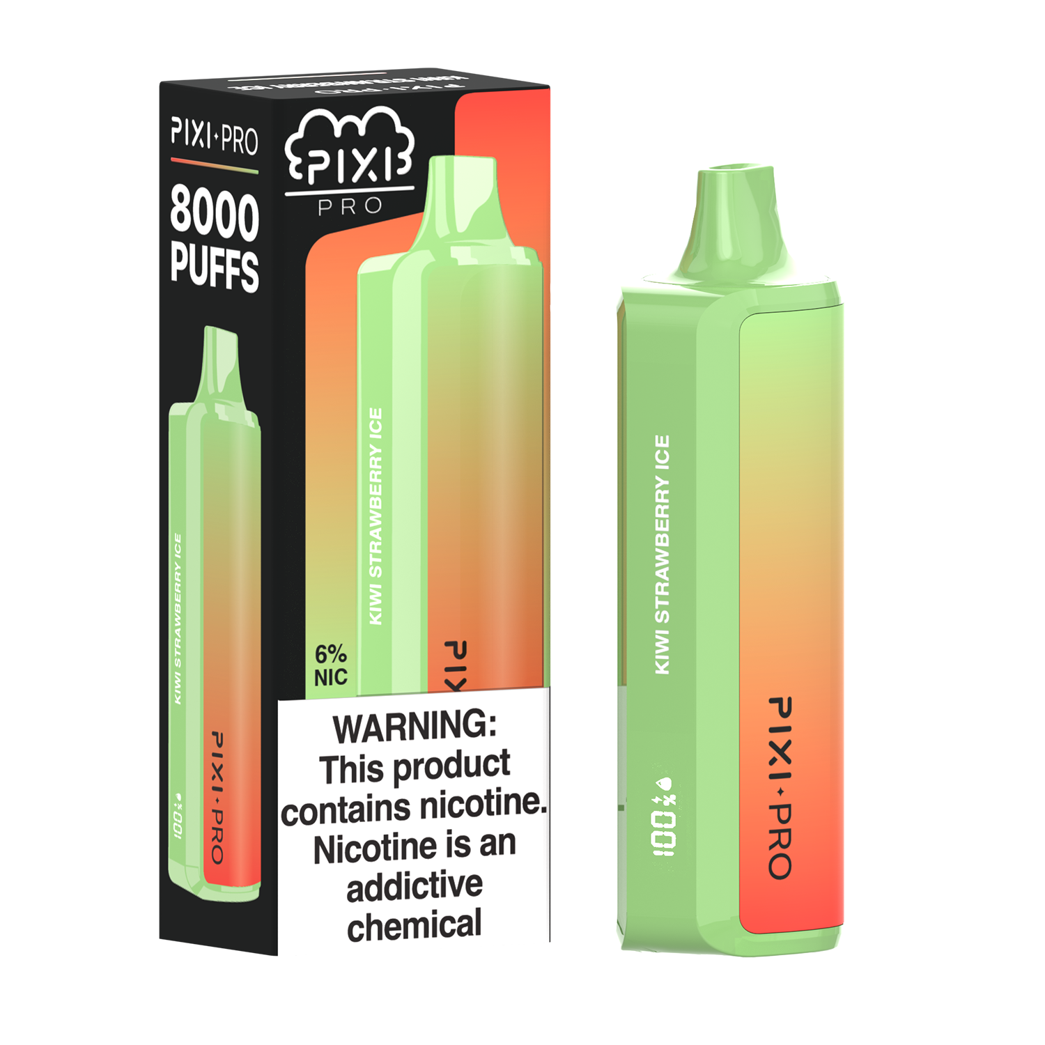 Kiwi Strawberry Ice Pixi Pro Disposable 8000 Puffs 14mL 60mg | MOQ 10pc