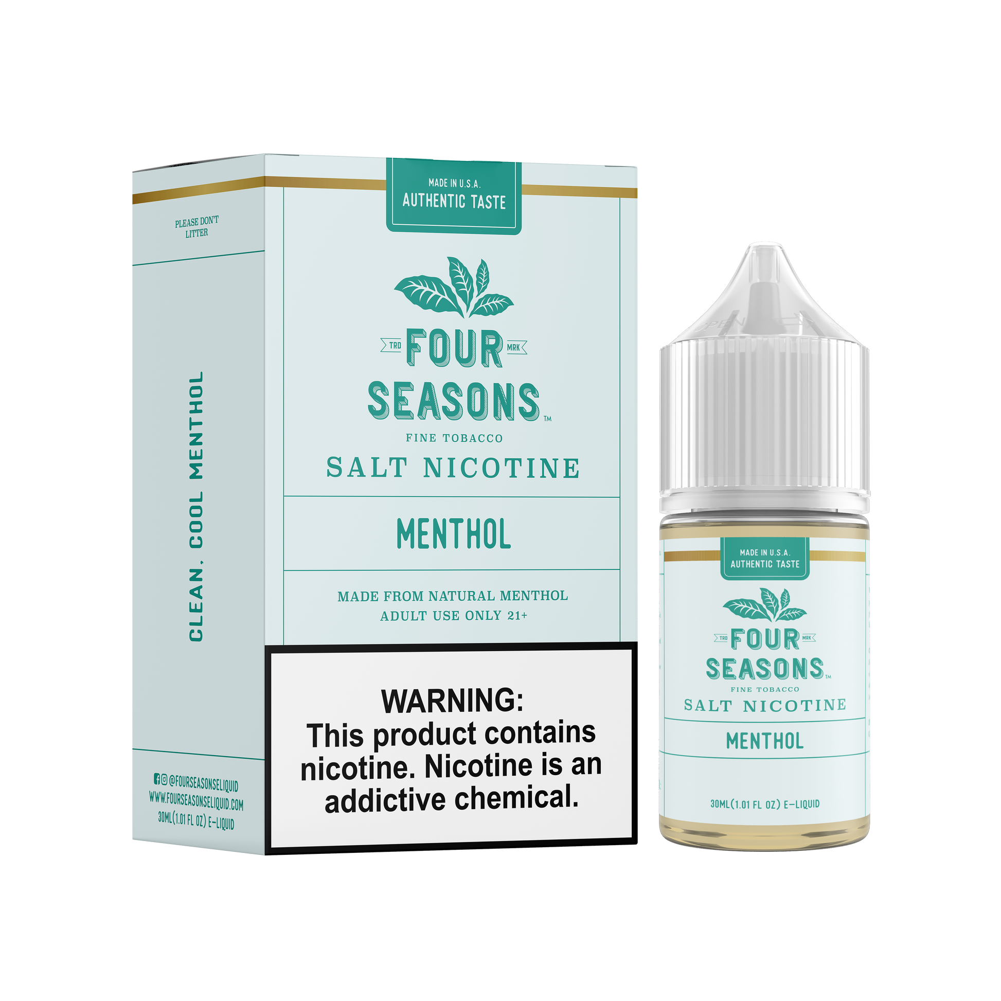 Four Seasons Salt Series E-Liquid 30mL (Salt Nic) | Menthol with Packaging