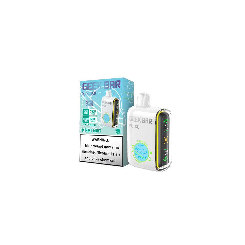 Geek Bar Pulse Disposable 15000 Puffs 16mL 50mg | MOQ 5 Miami Mint with Packaging