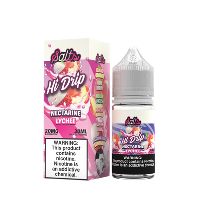 Hi-Drip Salt Series E-Liquid 30mL (Salt Nic) | Nectarine Lychee with packaging