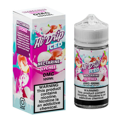 Hi-Drip Series E-Liquid 100mL (Freebase) | Nectarine Lychee Iced with packaging