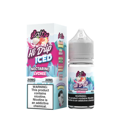 Hi-Drip Salt Series E-Liquid 30mL (Salt Nic) | Nectarine Lychee Iced with packaging