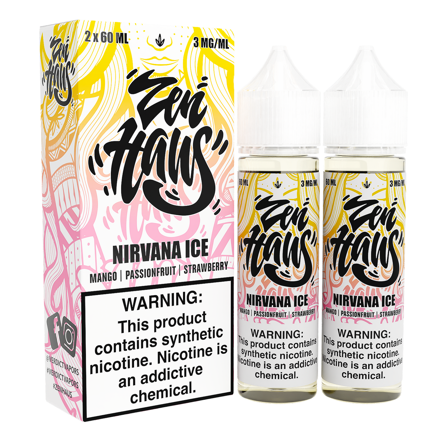 Zen Haus Series E-Liquid x2-60mL | Nirvana Ice with packaging