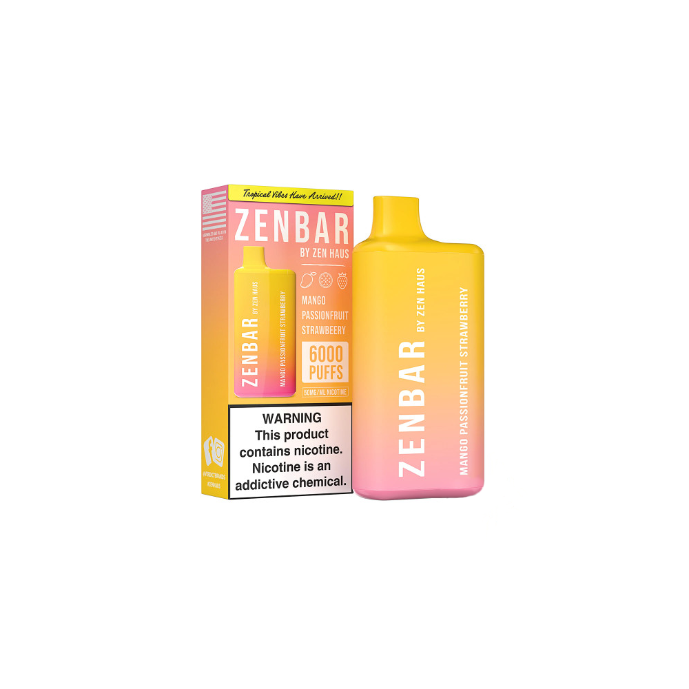 Zen Bar Disposable 6000 Puffs 13mL 50mg | MOQ Mango Passion Fruit Strawberry with Packaging