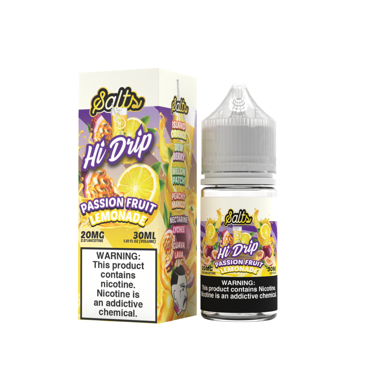 Hi-Drip Salt Series E-Liquid 30mL (Salt Nic) | Passion Fruit Lemonade with packaging