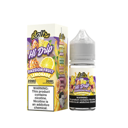 Hi-Drip Salt Series E-Liquid 30mL (Salt Nic) | Passion Fruit Lemonade with packaging