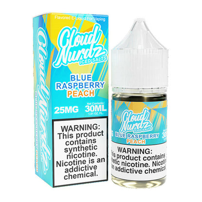 Cloud Nurdz Salt Series E-Liquid 30mL Peach Blue Raspberry Ice with packaging