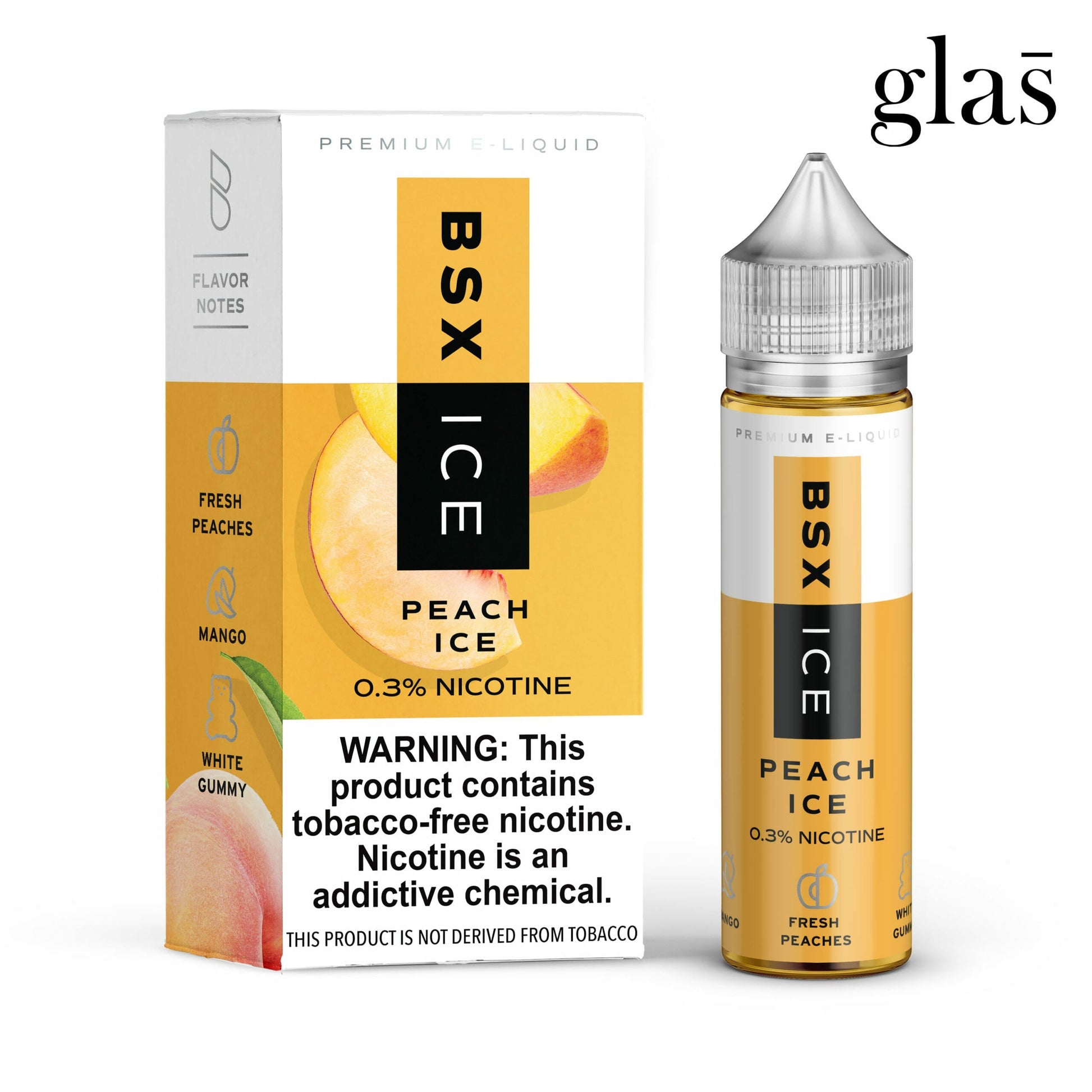 GLAS BSX TFN Series E-Liquid 0mg | 60mL (Freebase) Peach Ice with Packaging