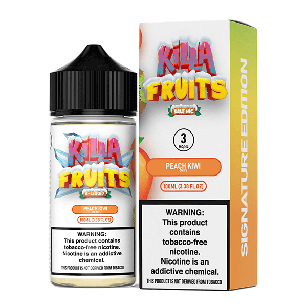 Killa Fruits Signature TFN Series E-Liquid 100mL (Freebase) | Peach Kiwi on Ice with packaging