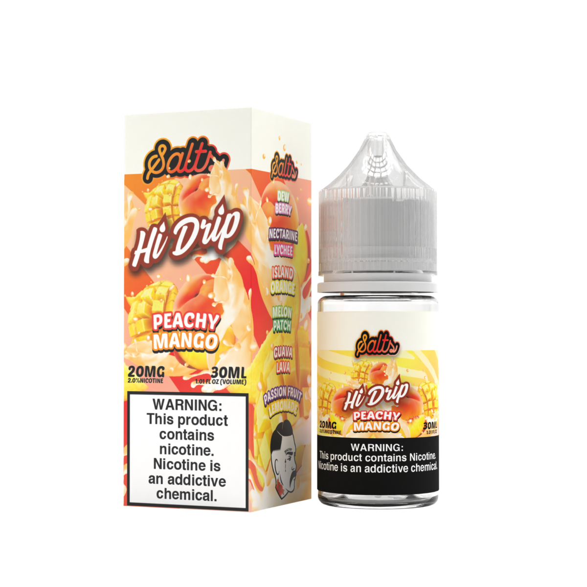 Hi-Drip Salt Series E-Liquid 30mL (Salt Nic) | Peachy Mango with packaging