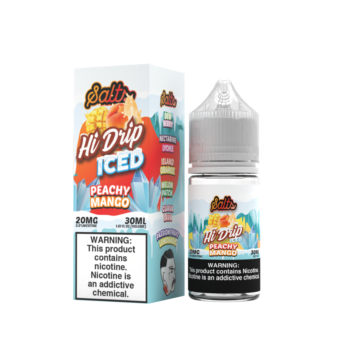 Hi-Drip Salt Series E-Liquid 30mL (Salt Nic) | Peachy Mango  Iced with packaging