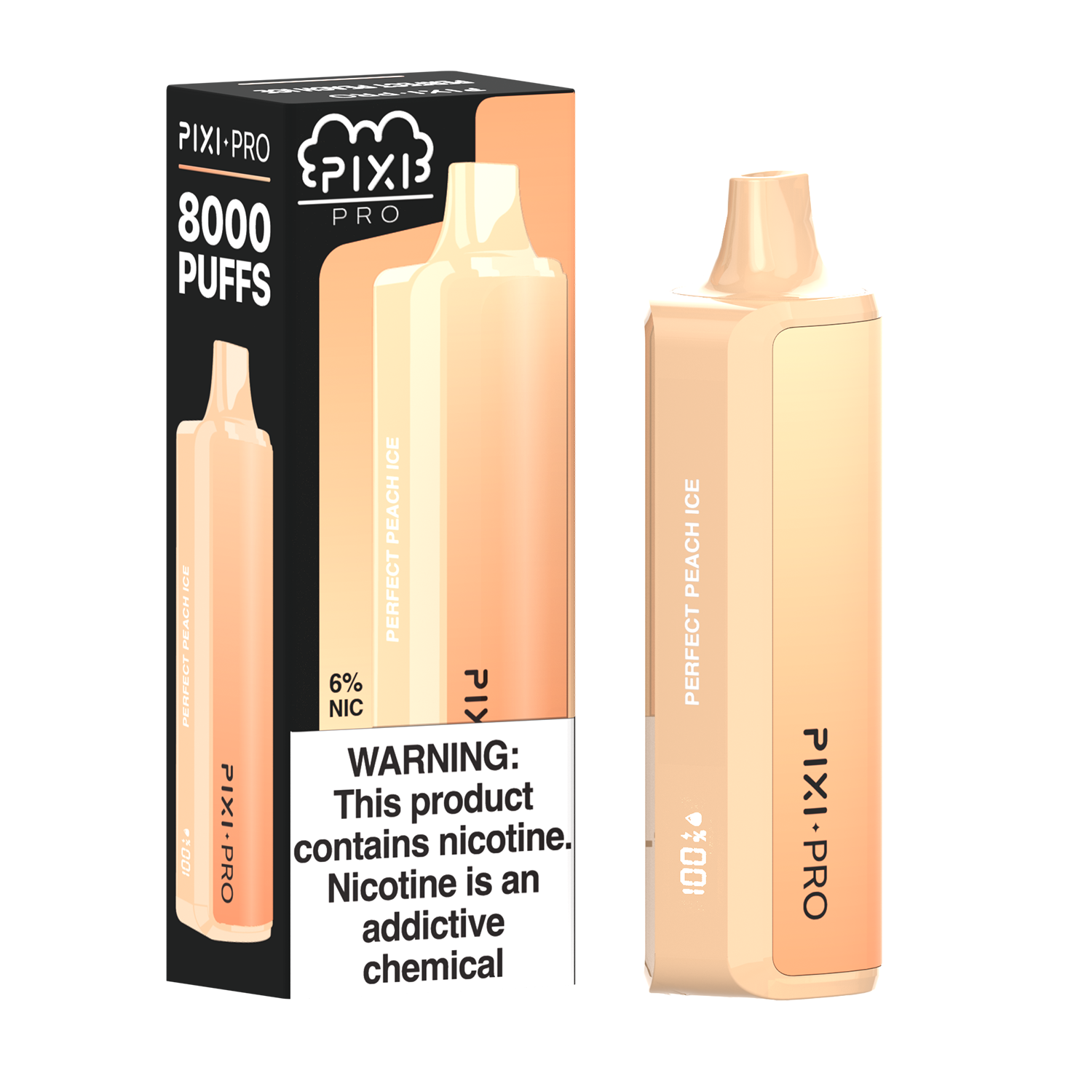 Perfect Peach Ice Pixi Pro Disposable 8000 Puffs 14mL 60mg | MOQ 10pc