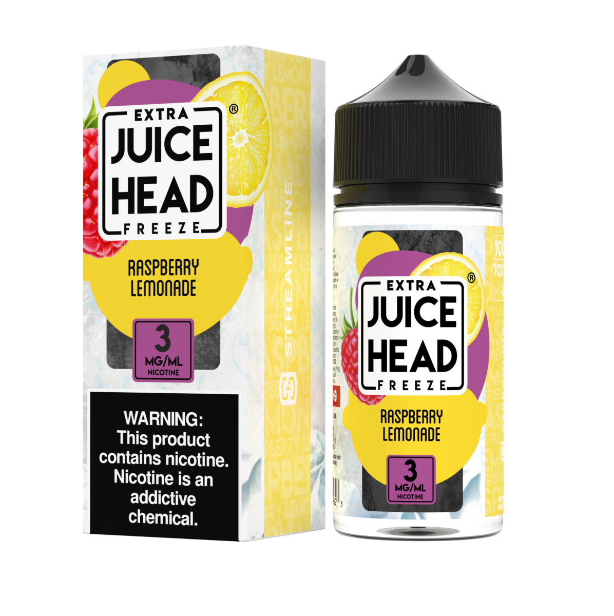 Juice Head Series E-Liquid | 100mL (Freebase) Raspberry Lemonade Freeze with Packaging