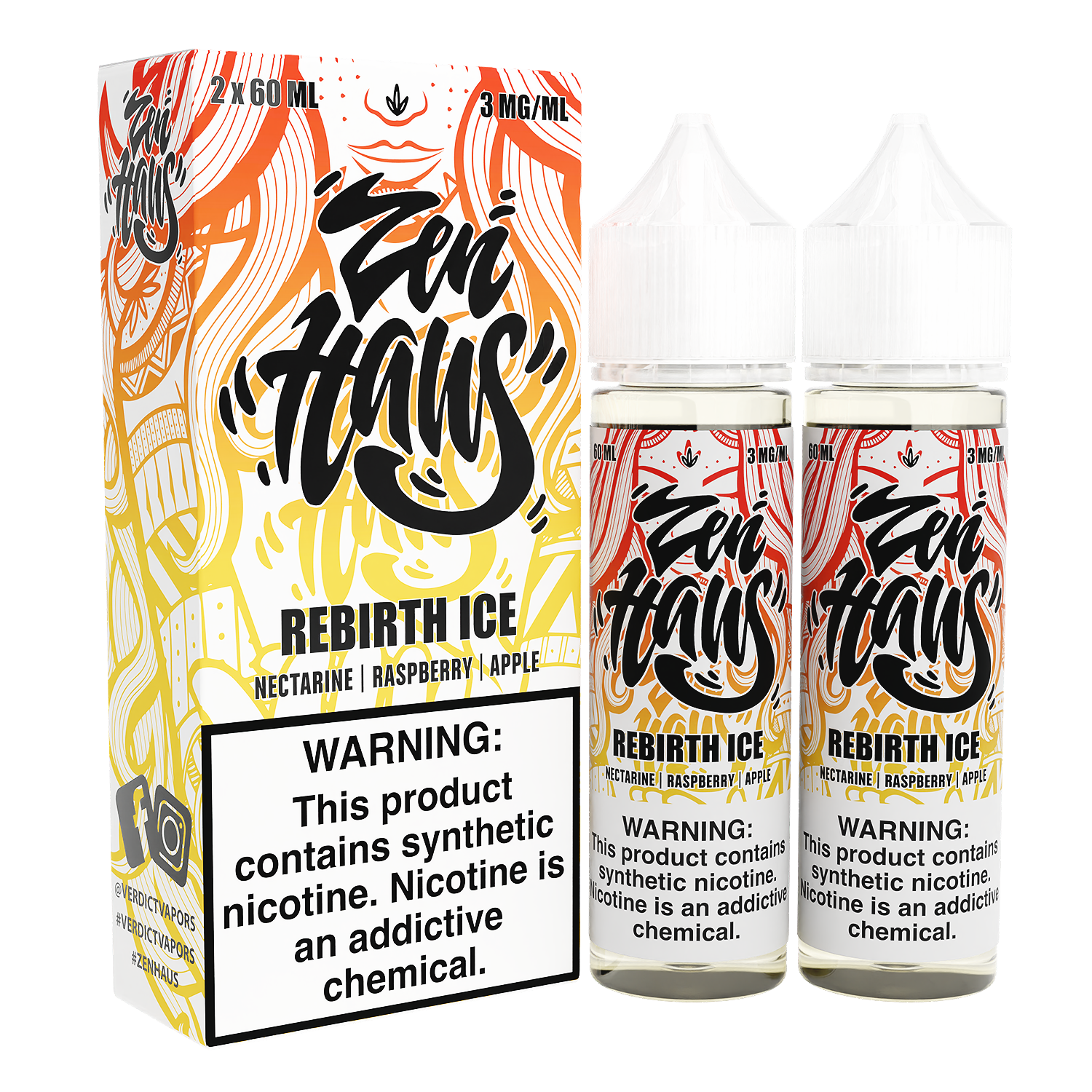 Zen Haus Series E-Liquid x2-60mL | Rebirth Ice with packaging