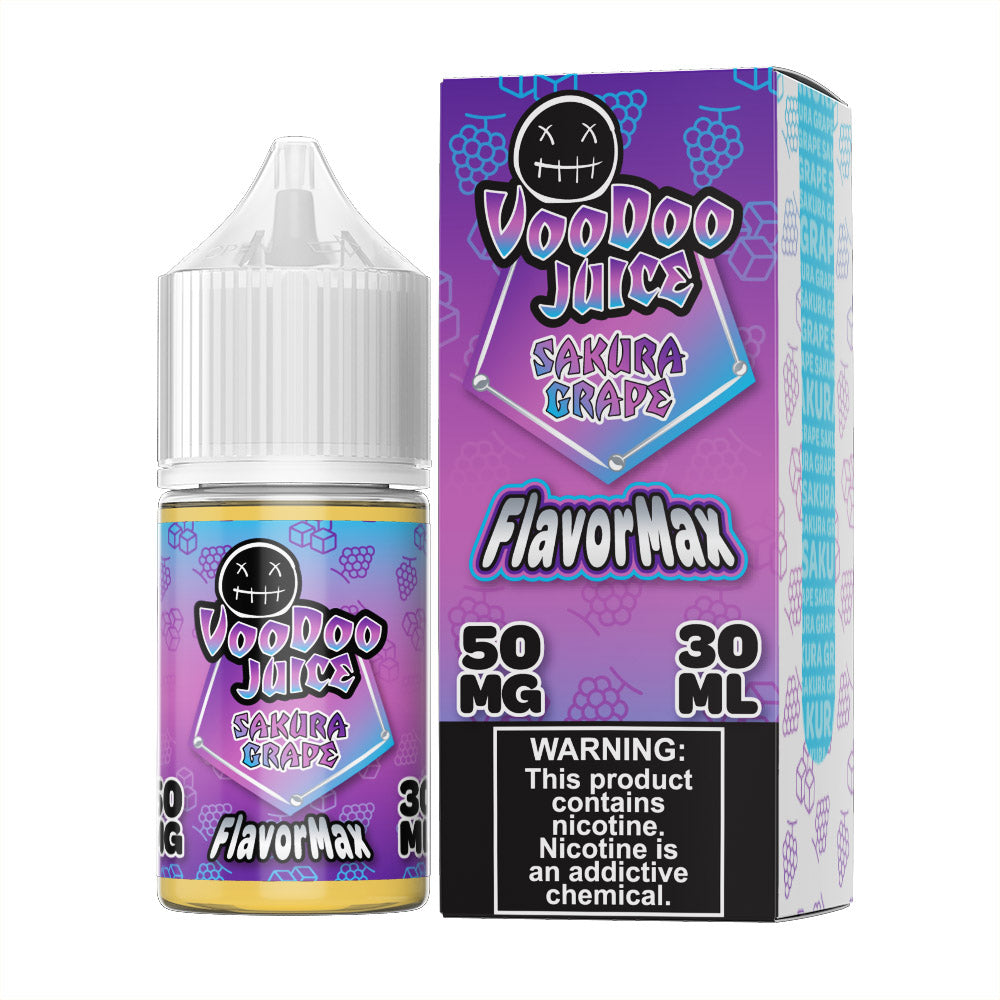 Voodoo Juice FlavorMax Salt Series E-Liquid 30mL Sakura Grape with packaging