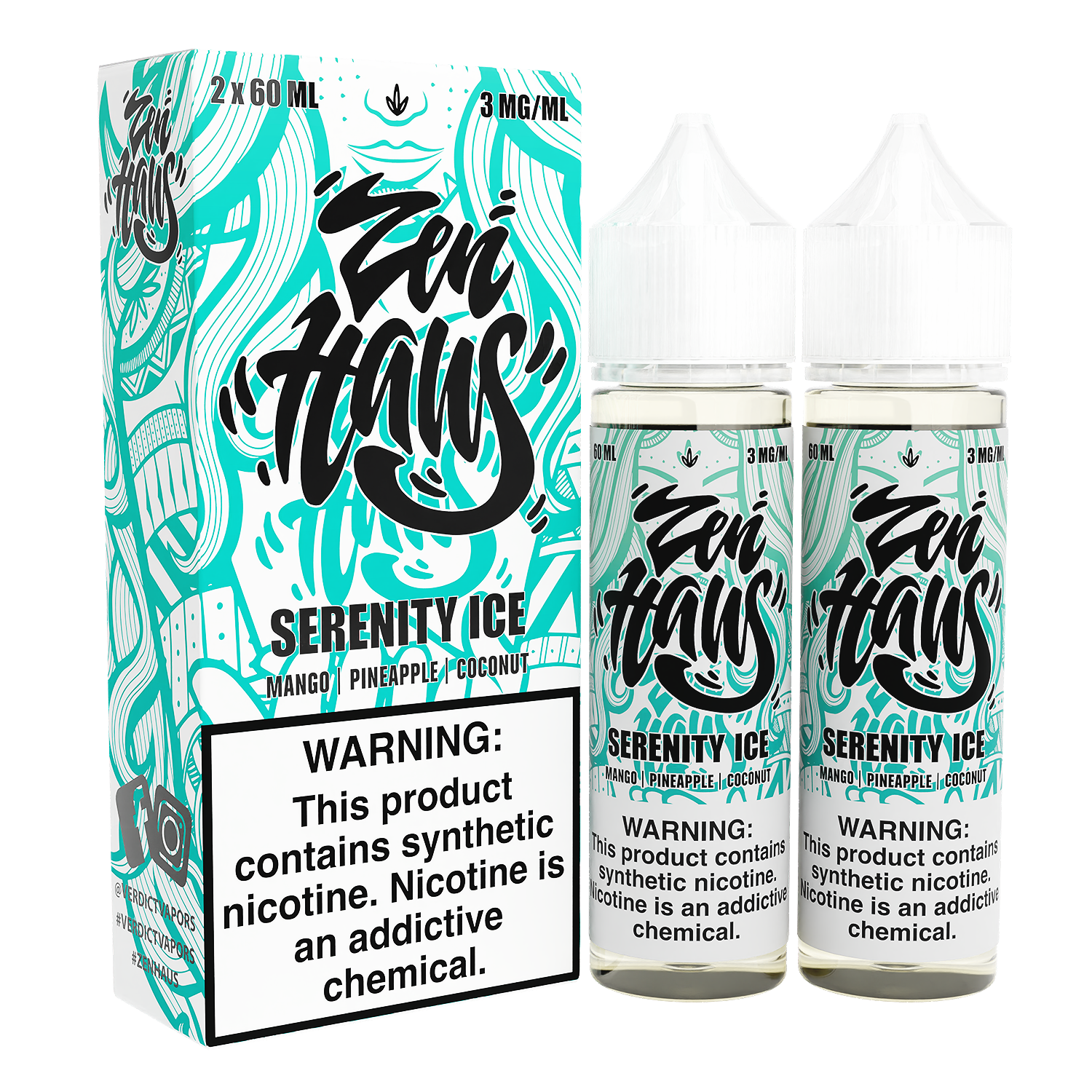 Zen Haus Series E-Liquid x2-60mL | Serenity Ice with packaging