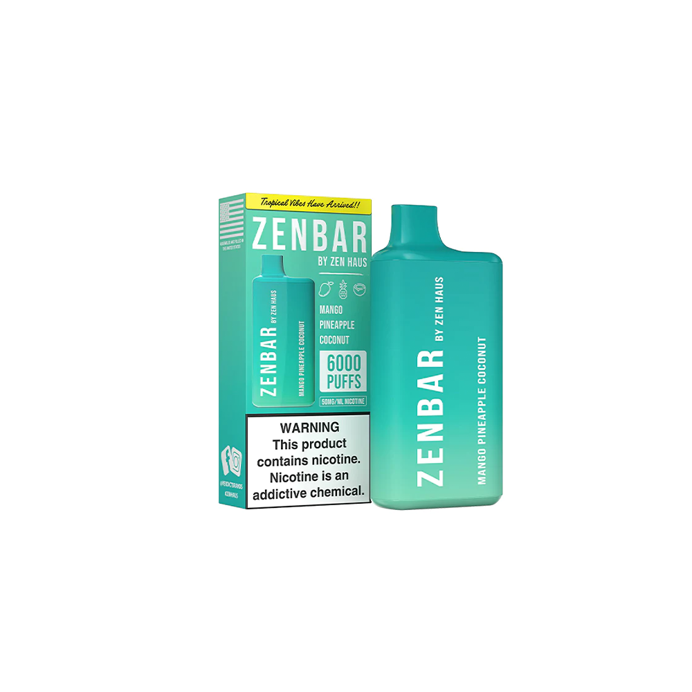 Zen Bar Disposable 6000 Puffs 13mL 50mg | MOQ Mango Pinaaple Coconut with Packaging