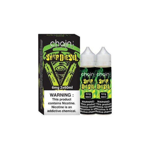 Chain Vapez Series E-Liquid x2-60mL (120mL) Sour Diesel with packaging