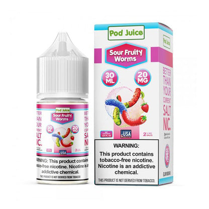 Pod Juice Salt TFN Series E-Liquid 30mL (Salt Nic) Sour Fruity Worms with Packaging