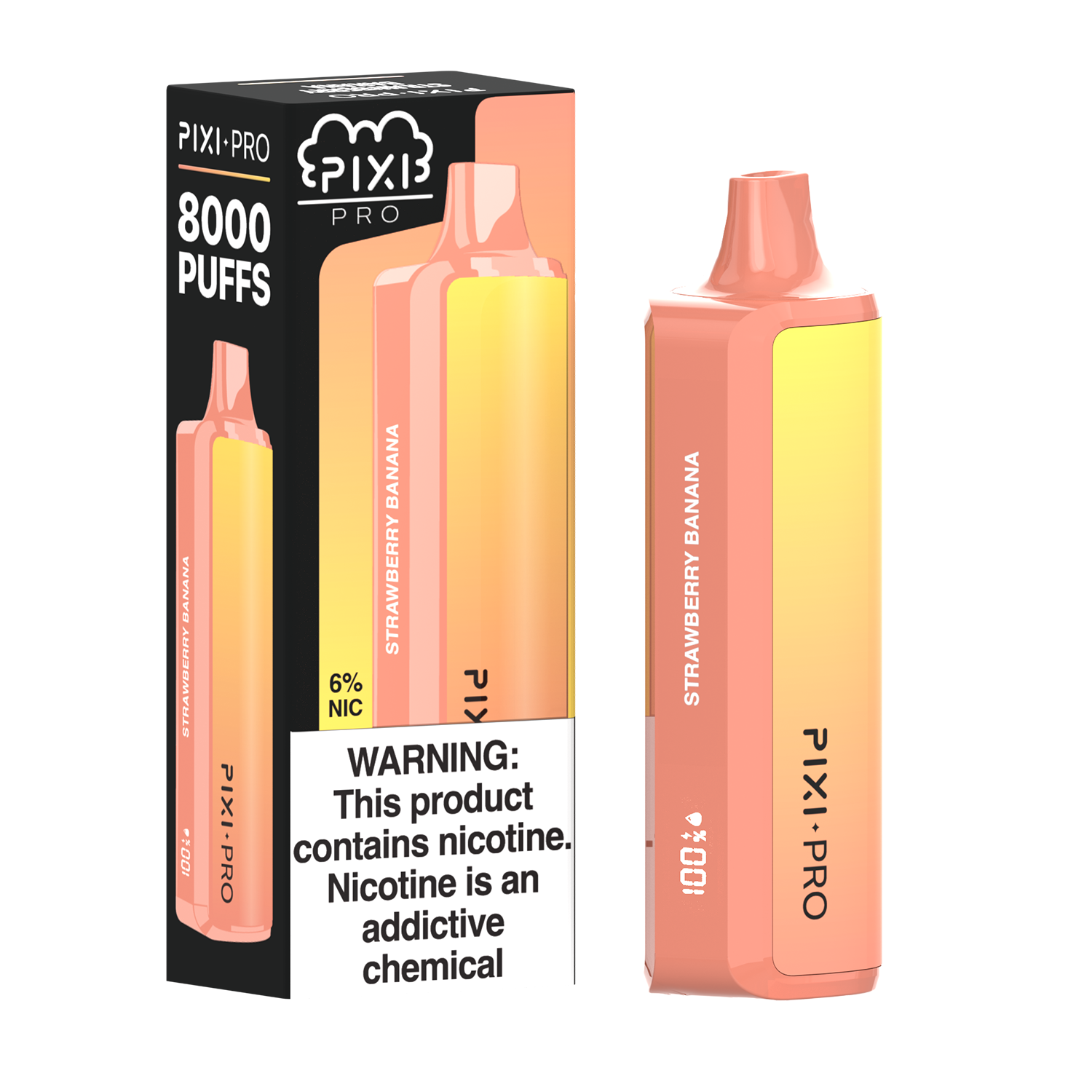 Pixi Pro Disposable 8000 Puffs 14mL 60mg | MOQ 10pc Strawberry Banana