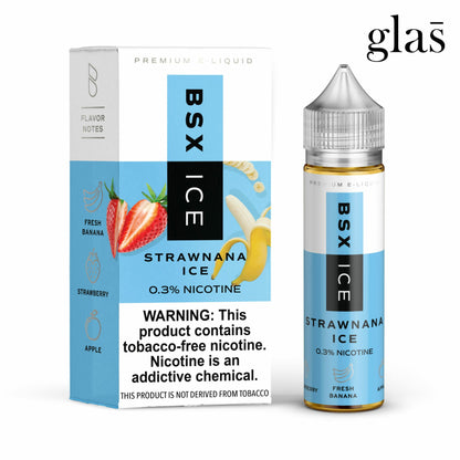 GLAS BSX TFN Series E-Liquid 0mg | 60mL (Freebase) Strawnana Ice with Packaging