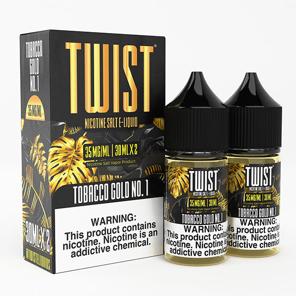 Twist Salts Series E-Liquid x2-30mL Tobacco Gold with packaging