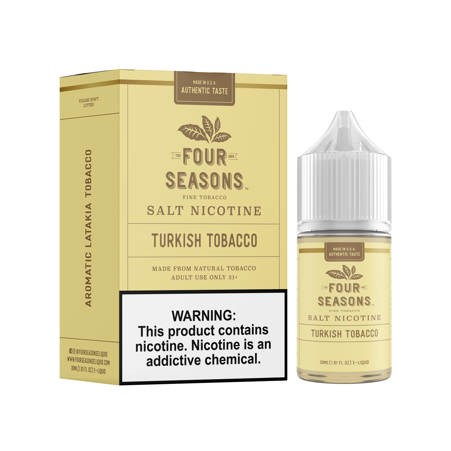 Four Seasons Salt Series E-Liquid 30mL (Salt Nic) | Turkish Tobacco with Packaging