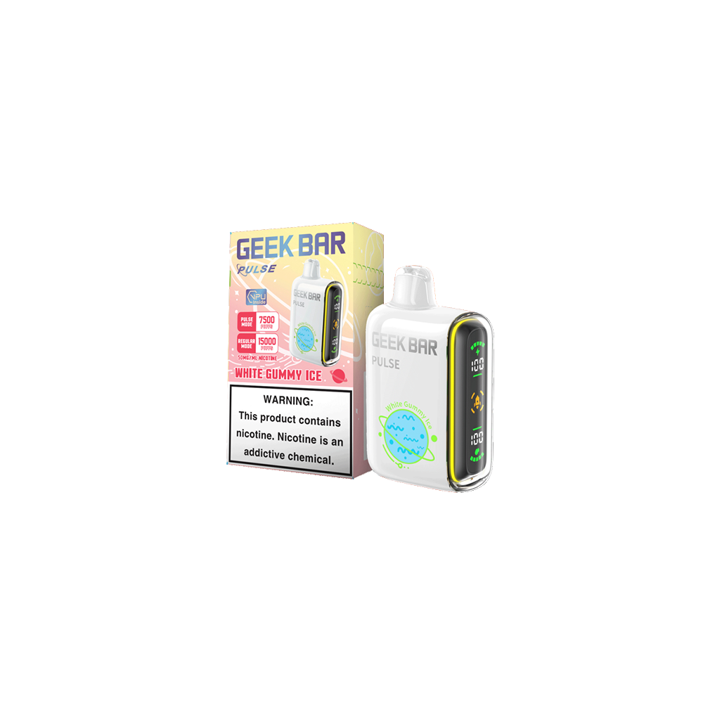 Geek Bar Pulse Disposable 15000 Puffs 16mL 50mg | MOQ 5 White Gummy Ice with Packaging