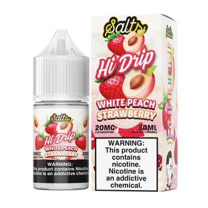 Hi-Drip Salt Series E-Liquid 30mL (Salt Nic) | White Peach Strawberry with packaging