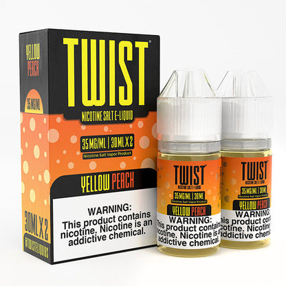 Twist Salts Series E-Liquid x2-30mL Yellow Peach with packaging